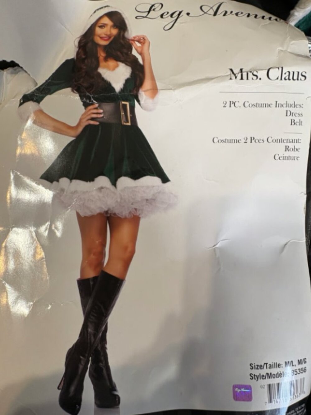 Leg Avenue Mrs. Clause Green Dress Size Medium/Large